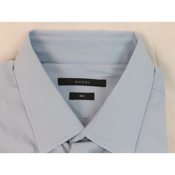 NWT GUCCI SKY STRETCH POPELINE PIECE COTTON SLIM DRESS SHIRT 17.5 44 #269070 - Picture 5 of 12